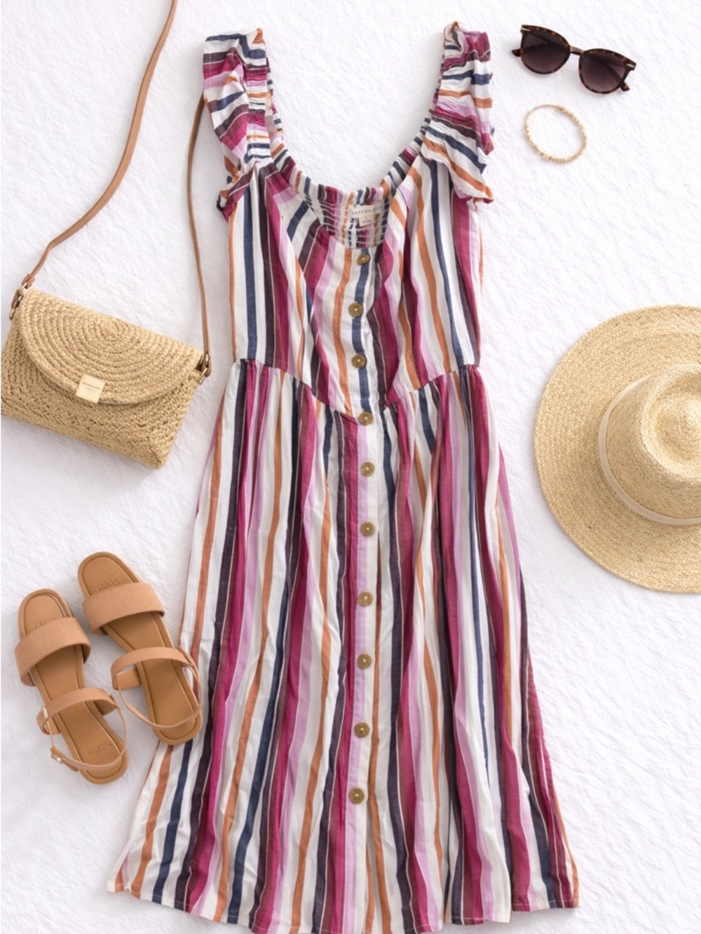 Aeropostale Striped Button Front Dress | NWT | Size Medium | Summer